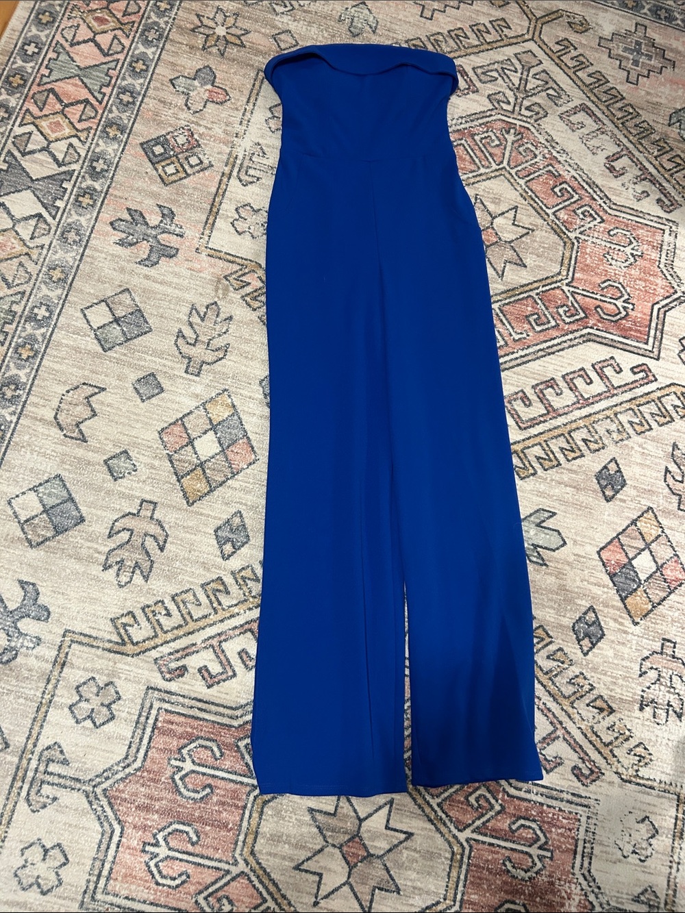 Royal Blue Strapless Wide-Leg Jumpsuit